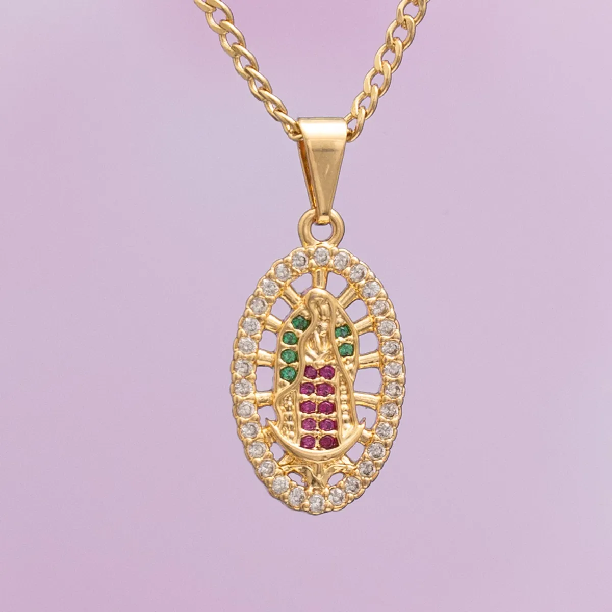 Dije Virgen Guadalupe Swarovski Med — vista 5